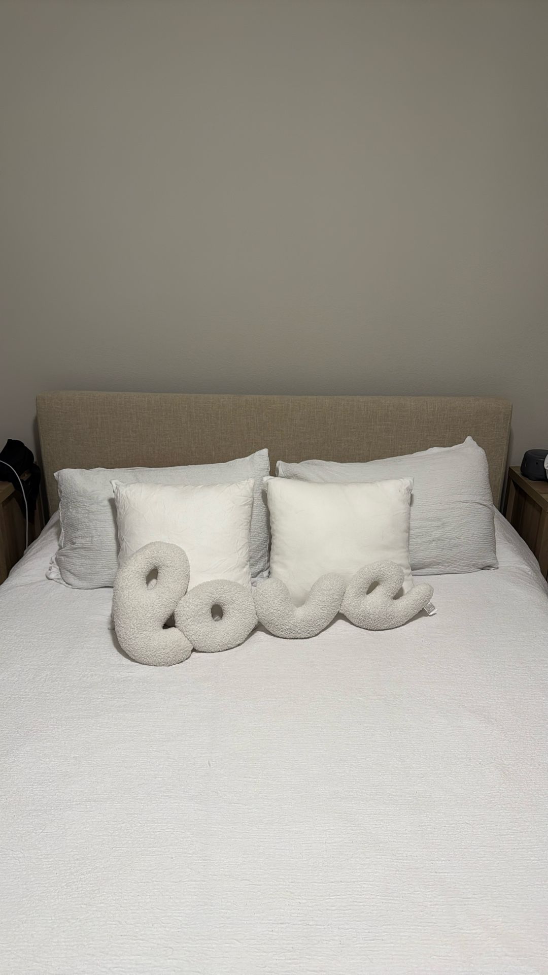 Queen Beige Linen Bed Frame 