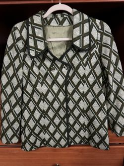 VINTAGE Wool Green Lattice Pattern Jacket Blazer 60s