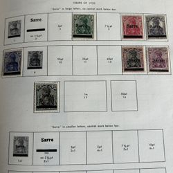 SAAR overprint postage stamp lot of eight stamps issued 1920