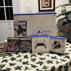 Sony PlayStation 5 PS5 Console Disc Version Games + Controller Bundle