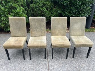 Dining chairs - green suede w black legs