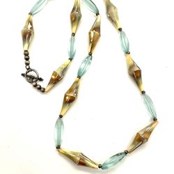 925 Seafoam Green Glass Shell Necklace
