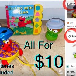 $10 For All Batteries included Sesame street toys and Book make sounds music & Talk