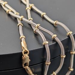 C8-✨🪙💛14K Solid White & Yellow Gold Necklace 💛 ✨