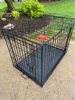 Smedium 31x19x19” Black Wire Dog Crate With 2 Doors and Tray - Foldable!