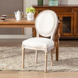 Vantage French Upholstered King Louis Chair - Vintage White/Linen