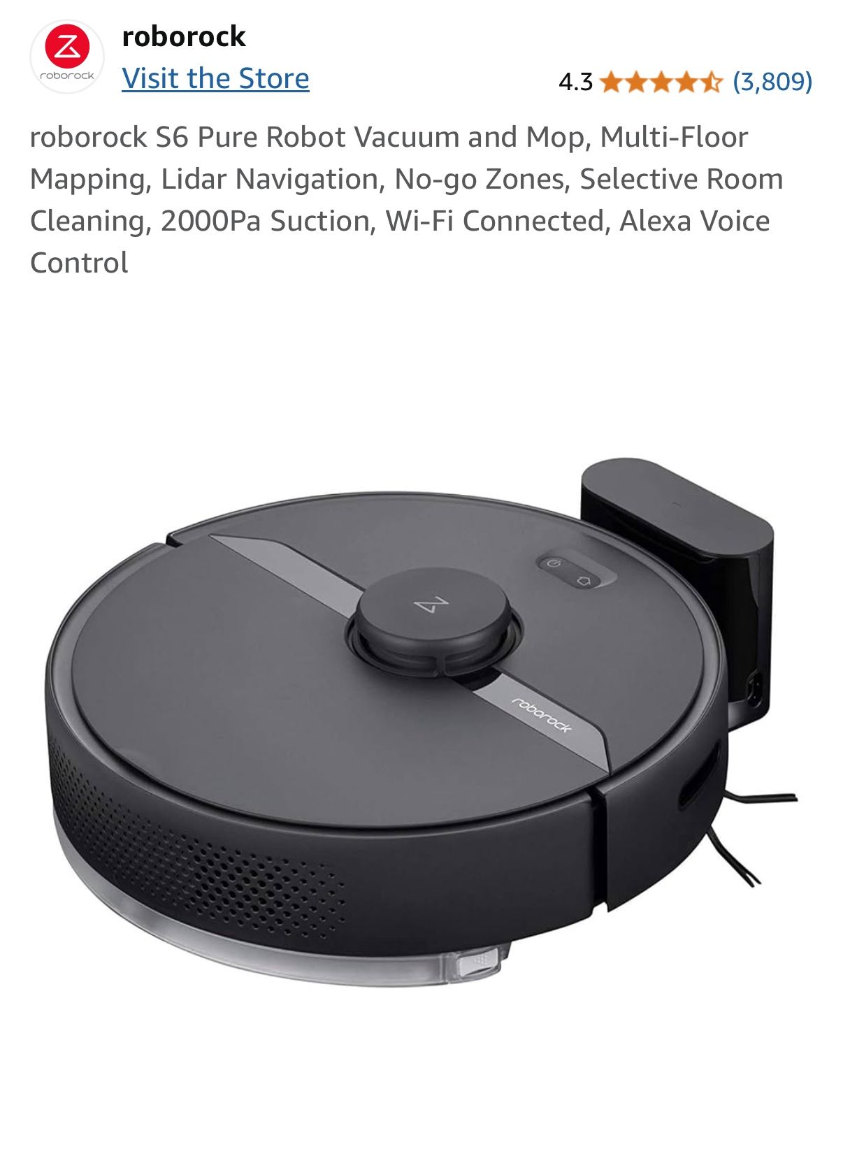 Roborock S6 Pure Robot vacuum And Mop - Main Image