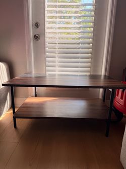 Wood and Metal Two-Tier Console Table