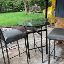 Glass Bar Table and Barstools