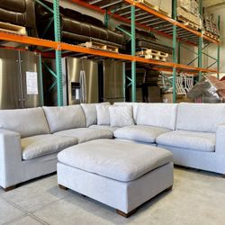 Thomasville 6 piece fabric modular sectional with ottoman outlet