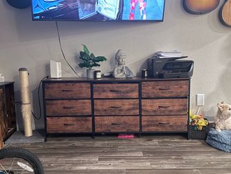 Rustic 9-Drawer Fabric Dresser