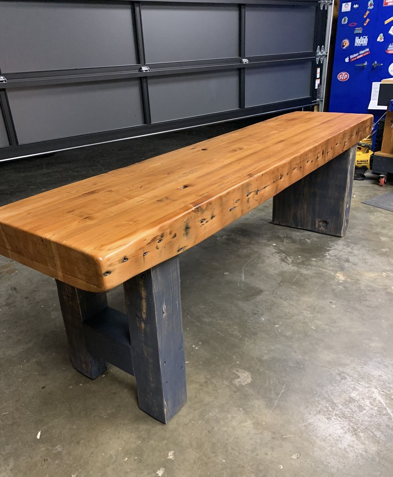 Historic Portland Antique Doug Fir Lam Beam Desk/Table/Tool Work Station