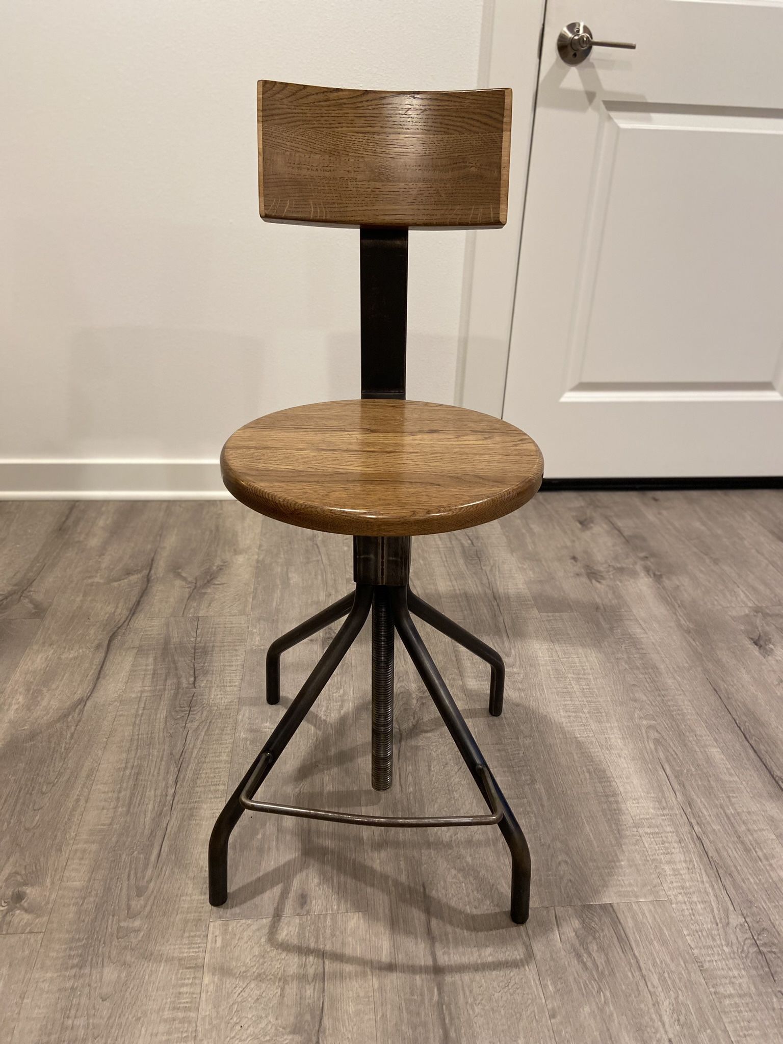Rejuvenation Hardware Solid Wood And Steel Swivel Chair