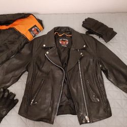 Leather Jacket & Gloves