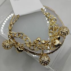 Women Multilayer Chunky Chain Heart Bracelet 