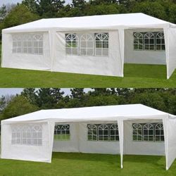 10x30 Canopy Tent Waterproof Heavy Duty Outdoor Event Shelter Sun Shade Tents for Parties Commercial Instant Canopy(White,with 8 Removable Sidewalls)