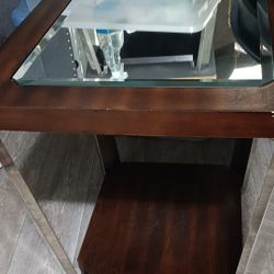 2 Brown Mirrored Side Tables/ Nightstands
