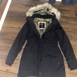 Black Hollister Fur Parka 