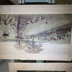 Two Antique Sporting Prints – Fox Hunt & Fly Fishing