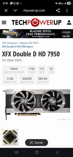 Video Card  XFX AMD Radeon HD 7950 Double Dissipation Edition.