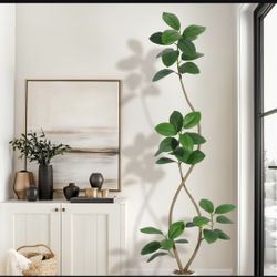 *** NEW LOW PRICE *** 8ft Faux Fiddle Leaf Fig Tree with Dragon Blood Stone in a Gray Ceramic Planter @ Lasting Creations