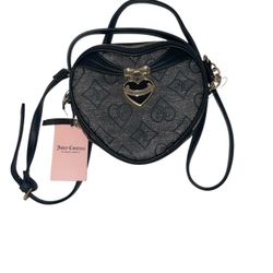NWT Juicy Couture Precious Moments Heart Crossbody - Liquorice Black