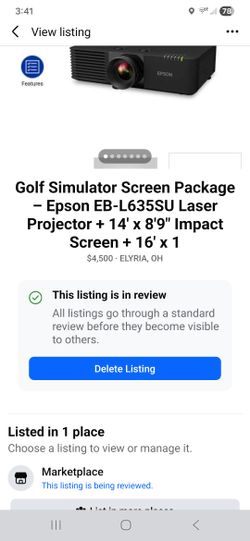 Golf Simulator Screen Package – Epson EB-L635SU Laser Projector + 14' x 8'9" Impact Screen + 16' x 10' Netting