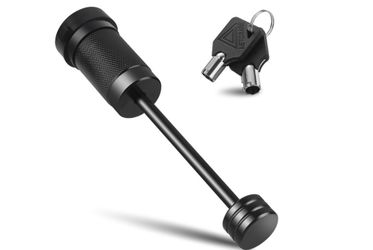 METOWARE Trailer Tongue Coupler Lock 1/4" Dia, 3-1/2" Span, Trailer Hitch Lock For Latch-Type Coupler, Black Trailer Pin Lock For Towing Trailer RV Ca