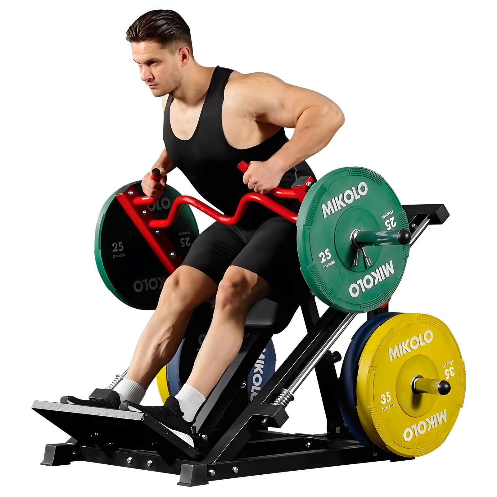 Mikolo Linear Row Machine, Back Workout Machine for Home Gym, Plate-Loaded Back Machine with Linear Bearing, Back Row Machine LAT Training Equipment S