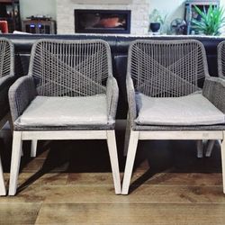 Beachcroft Nautical Rope Wood Dining Chairs - 4 - New!!