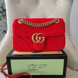 GG  Red Velvet Bag GG Small Marmont 