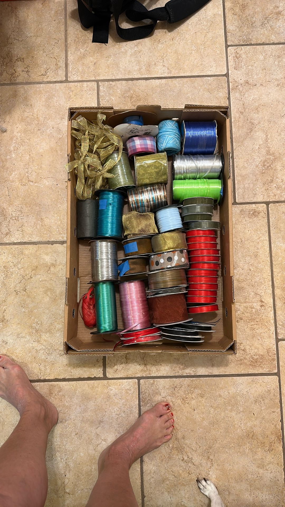 45 Rolls of Ribbon Plus Gold Bows