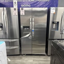 Frigidaire - 25.6 Cu Ft Side By Side Refrigerator With Water Dispenser And Icemaker In Stainless Steel 