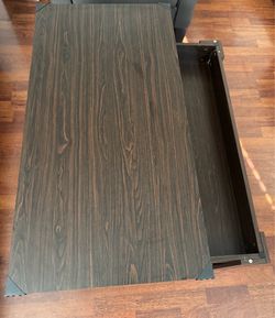 Dark Wood Coffee Table with Storage Drawer
