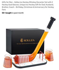 Whiskey Decanter Set with 2 Hockey Goal Glasses
