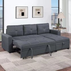 Grey Sofa Bed - Reversible Convertible Sectional W/Storage