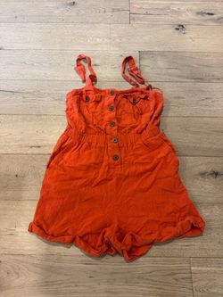 Urban Outfitter’s Orange Button-Front Overalls Style Romper. Medium.