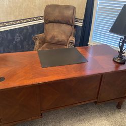 Desk And Leather Office Chair