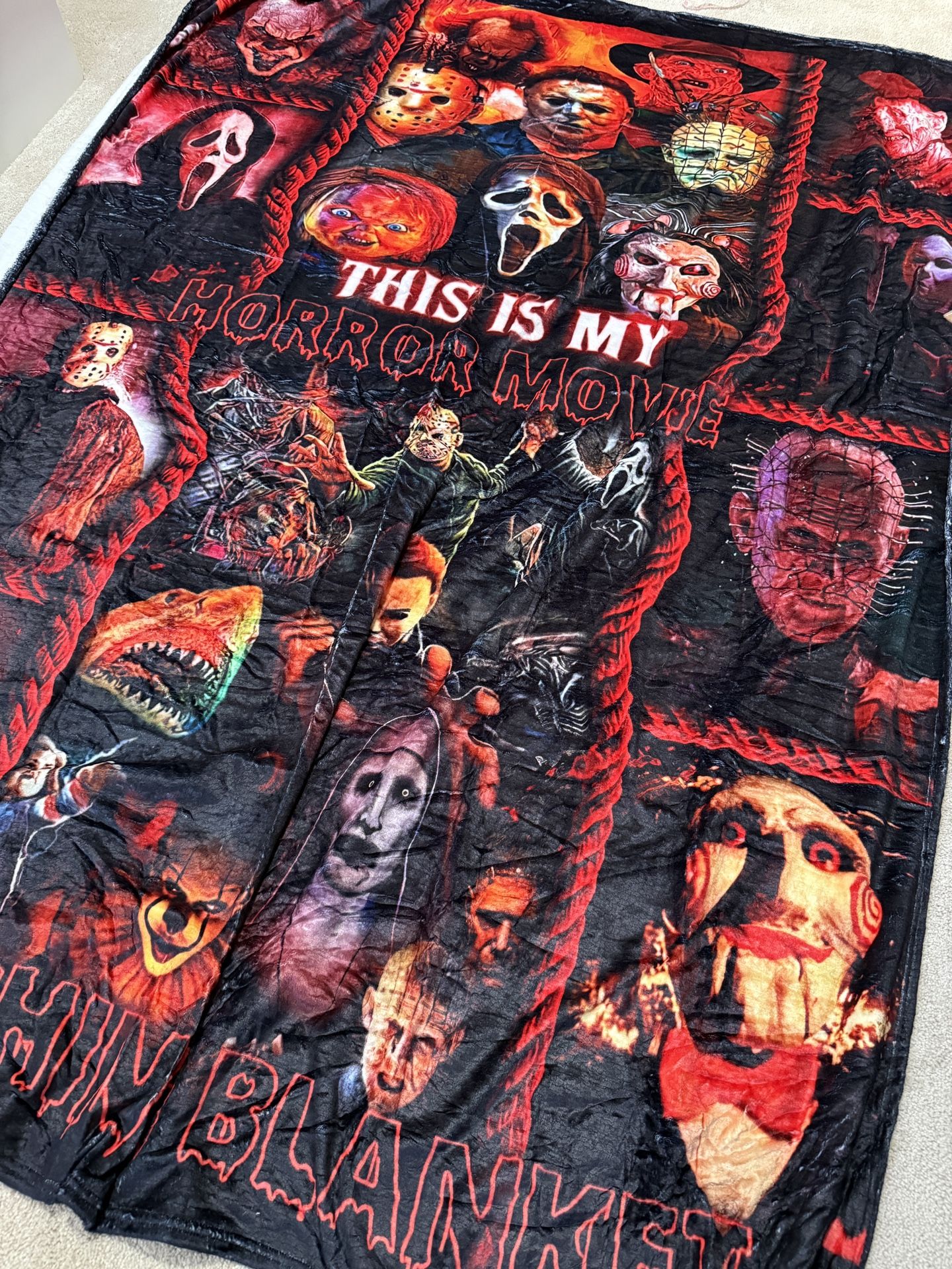 New Horror Movie Blanket 60"X50", Gifts for Horror Movie Lovers, Scream Plush Blankets for Women Men, Halloween Party Decoration