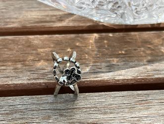 NEW Cute Gorgeous Simple Vintage S925 silver Semi-precious stone PRAY/CROSS adjustable Ring