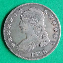 1833 Eagle Liberty Antique Vintage Old Half Dollar Silver Coin