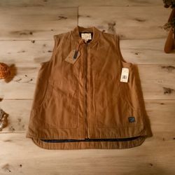 Weatherproof Wash Canvas Work Wear VEST In Carmel Khaki Size M   NWT