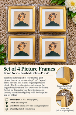 Set of 4 - 4 x 4 Brass Picture Frames
