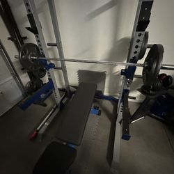 Weight set, Cage, Bench, Olympic, Adjustable Dumbells (not Pictured)