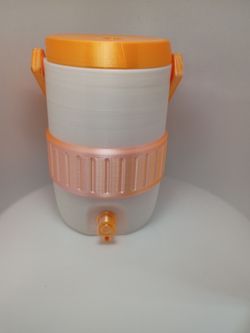 Orange and white 12 oz can cooler holds 12 oz