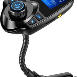 Nulaxy Car Bluetooth FM Transmitter [2024 Upgraded], 1.44" Display Flexible Gooseneck, Handsfree Call Wireless Music Stereo Audio Player Radio Adapter