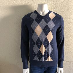 Banana Republic Men Pullover Sweater Knitted V Neck Long Sleeve Blue Size S