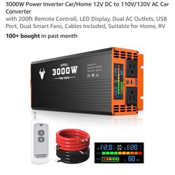 3000W Power Inverter Car/Home 12V DC to 110V/120V AC Car Converter