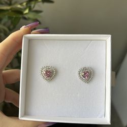 Pink Diamond Heart Earrings 