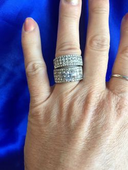 .925 SSP & ITALIAN CZ ENGAGEMENT AND WEDDING RINGS